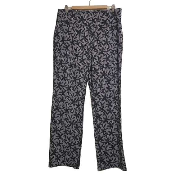 Lands End | Women's Navy & White Striped Floral Bootcut Pants (Size Large/Tall) - Picture 1 of 11